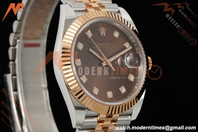 Rolex - Datejust 126331 41mm 904L Gain Weight Jub Flt RG/SS Brn/Dia ARF SH3235