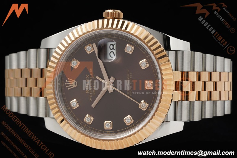 Rolex - Datejust 126331 41mm 904L Gain Weight Jub Flt RG/SS Brn/Dia ARF SH3235