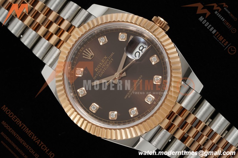 Rolex - Datejust 126331 41mm 904L Gain Weight Jub Flt RG/SS Brn/Dia ARF SH3235