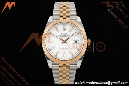 Rolex - Datejust 126331 41mm 904L Gain Weight Jub Flt RG/SS Wht/Stk ARF SH3235