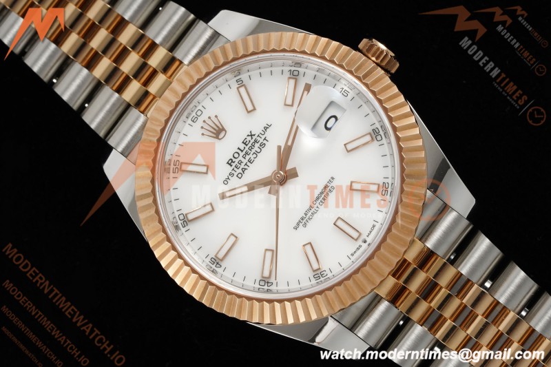 Rolex - Datejust 126331 41mm 904L Gain Weight Jub Flt RG/SS Wht/Stk ARF SH3235