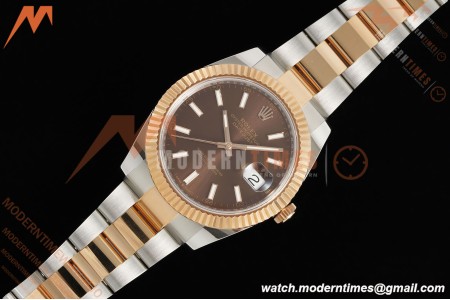 Rolex - Datejust 126331 41mm 904L Gain Weight Oys Flt RG/SS Brn/Stk ARF SH3235