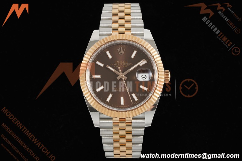 Rolex - Datejust 126331 41mm 904L Gain Weight Jub Flt RG/SS Brn/Stk ARF SH3235
