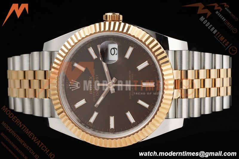 Rolex - Datejust 126331 41mm 904L Gain Weight Jub Flt RG/SS Brn/Stk ARF SH3235