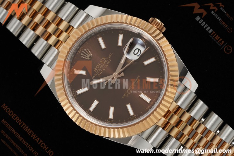 Rolex - Datejust 126331 41mm 904L Gain Weight Jub Flt RG/SS Brn/Stk ARF SH3235