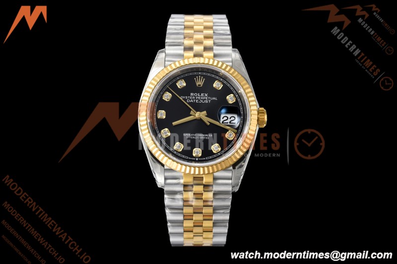 Rolex - Datejust 126233 36mm Jub Flt 904L YG/SS Blk/Dia VSF VS3235 | 롤렉스 - 데이트저스트 126233 36mm 주브 플랫 904L YG/SS 블랙/다이아 VSF VS3235