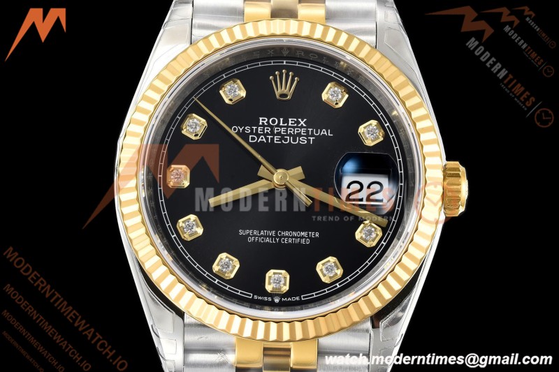 Rolex - Datejust 126233 36mm Jub Flt 904L YG/SS Blk/Dia VSF VS3235 | 롤렉스 - 데이트저스트 126233 36mm 주브 플랫 904L YG/SS 블랙/다이아 VSF VS3235