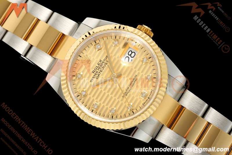 Rolex - Datejust 126233 36mm Oys Flt 904L YG/SS G-Wave/Dia ARF SH3235