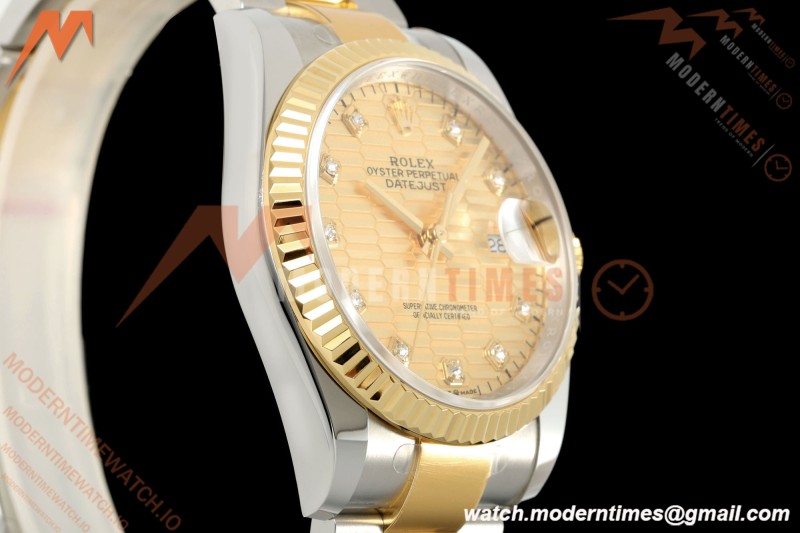 Rolex - Datejust 126233 36mm Oys Flt 904L YG/SS G-Wave/Dia ARF SH3235