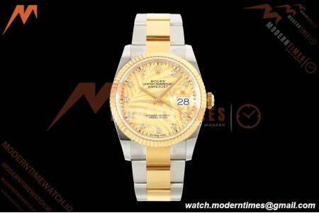 Rolex - Datejust 126233 36mm Oys Flt 904L YG/SS G-Palm/Dia ARF SH3235