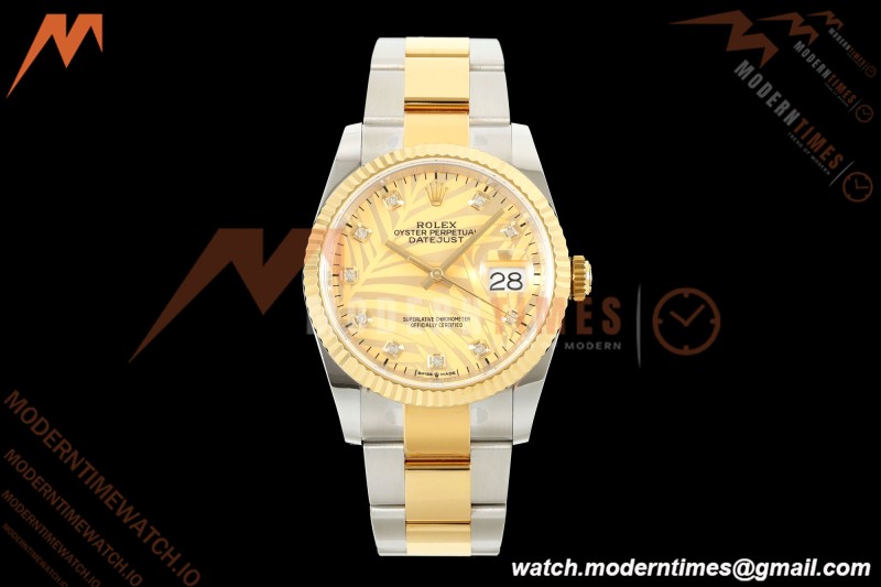 Rolex - Datejust 126233 36mm Oys Flt 904L YG/SS G-Palm/Dia ARF SH3235 | 롤렉스 - 데이트저스트 126233 36mm 오이즈 플렛 904L YG/SS G-팜/다이아 ARF SH3235