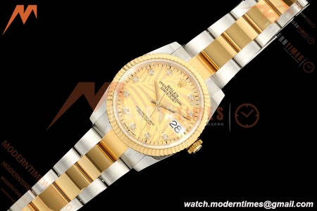 Rolex - Datejust 126233 36mm Oys Flt 904L YG/SS G-Palm/Dia ARF SH3235
