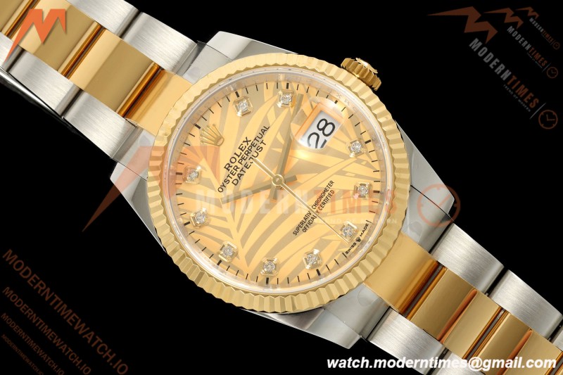 Rolex - Datejust 126233 36mm Oys Flt 904L YG/SS G-Palm/Dia ARF SH3235 | 롤렉스 - 데이트저스트 126233 36mm 오이즈 플렛 904L YG/SS G-팜/다이아 ARF SH3235