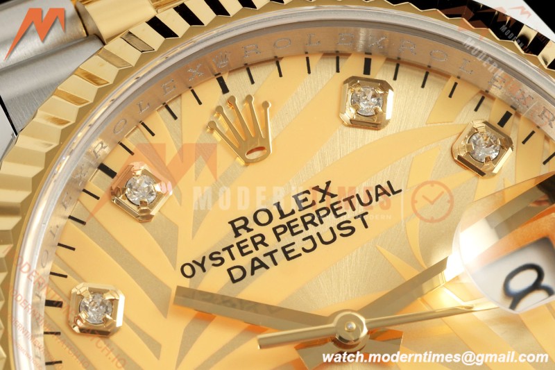 Rolex - Datejust 126233 36mm Jub Flt 904L YG/SS G-Palm/Dia ARF SH3235 | 롤렉스 - 데이트저스트 126233 36mm 주브 플랫 904L YG/SS G-팜/다이아 ARF SH3235