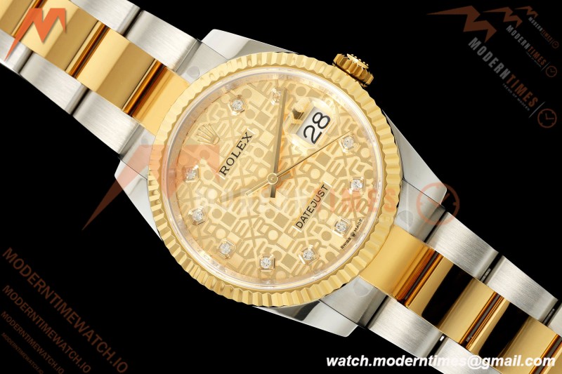 Rolex - Datejust 126233 36mm Oys Flt 904L YG/SS Gold/Rmn ARF SH3235 | 롤렉스 - 데이트저스트 126233 36mm 오이즈 플렛 904L YG/SS 실버 주브/다이아 ARF SH3235