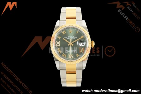 Rolex - Datejust 126233 36mm Oys Flt 904L YG/SS Green/Rmn ARF SH3235