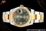 Rolex - Datejust 126233 36mm Oys Flt 904L YG/SS Green/Rmn ARF SH3235