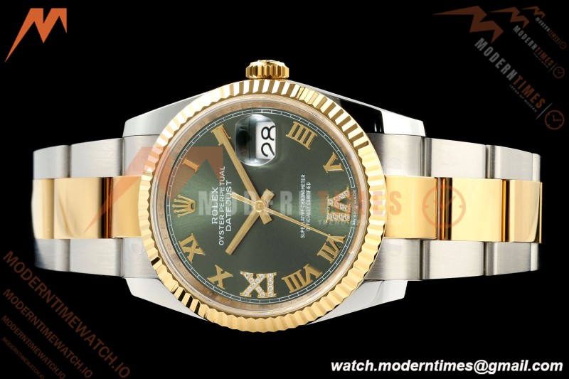 Rolex - Datejust 126233 36mm Oys Flt 904L YG/SS Green/Rmn ARF SH3235