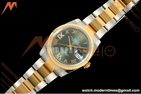 Rolex - Datejust 126233 36mm Oys Flt 904L YG/SS Green/Rmn ARF SH3235