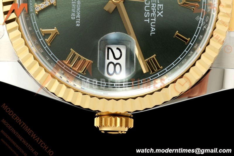 Rolex - Datejust 126233 36mm Oys Flt 904L YG/SS Green/Rmn ARF SH3235