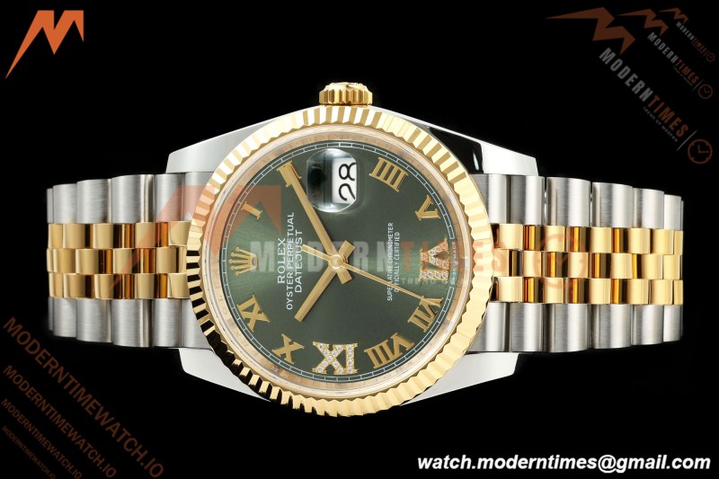 Rolex - Datejust 126233 36mm Jub Flt 904L YG/SS Green/Rmn ARF SH3235 | 롤렉스 - 데이트저스트 126233 36mm 주브 플랫 904L YG/SS 그린/Rmn ARF SH3235