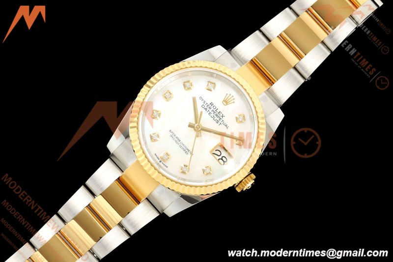Rolex - Datejust 126233 36mm Oys Flt 904L YG/SS Wht/MOP/Dia ARF SH3235