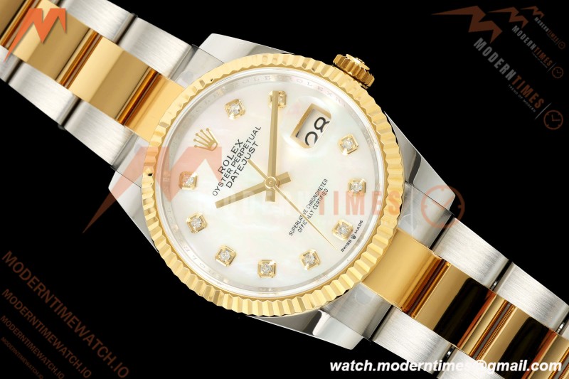 Rolex - Datejust 126233 36mm Oys Flt 904L YG/SS Wht/MOP/Dia ARF SH3235