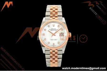 Rolex - Datejust 126231 36mm Jub Flt 904L RG/SS Wht/MOP/Dia ARF SH3235 | 롤렉스 - 데이트저스트 126231 36mm 주브 플랫 904L RG/SS 화이트/MOP/직경 ARF SH3235