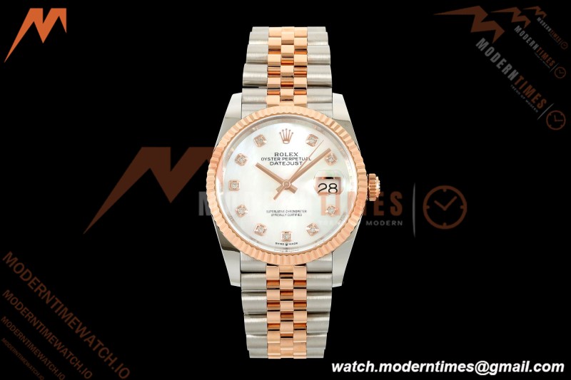 Rolex - Datejust 126231 36mm Jub Flt 904L RG/SS Wht/MOP/Dia ARF SH3235