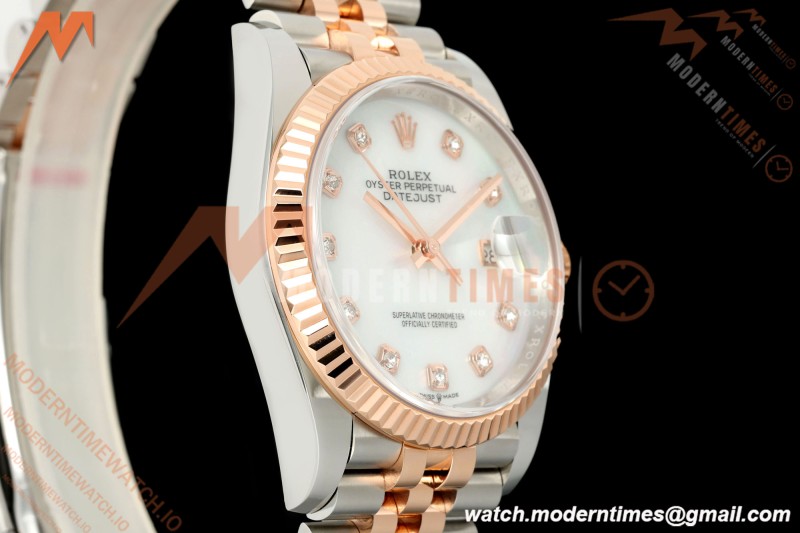 Rolex - Datejust 126231 36mm Jub Flt 904L RG/SS Wht/MOP/Dia ARF SH3235