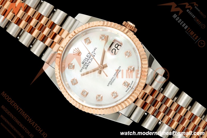 Rolex - Datejust 126231 36mm Jub Flt 904L RG/SS Wht/MOP/Dia ARF SH3235