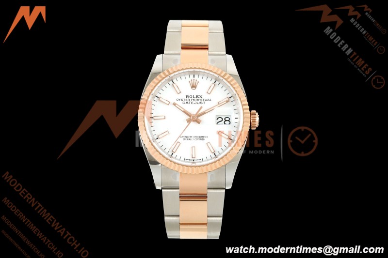 Rolex - Datejust 126231 36mm Oys Flt 904L RG/SS Wht/Stk ARF SH3235