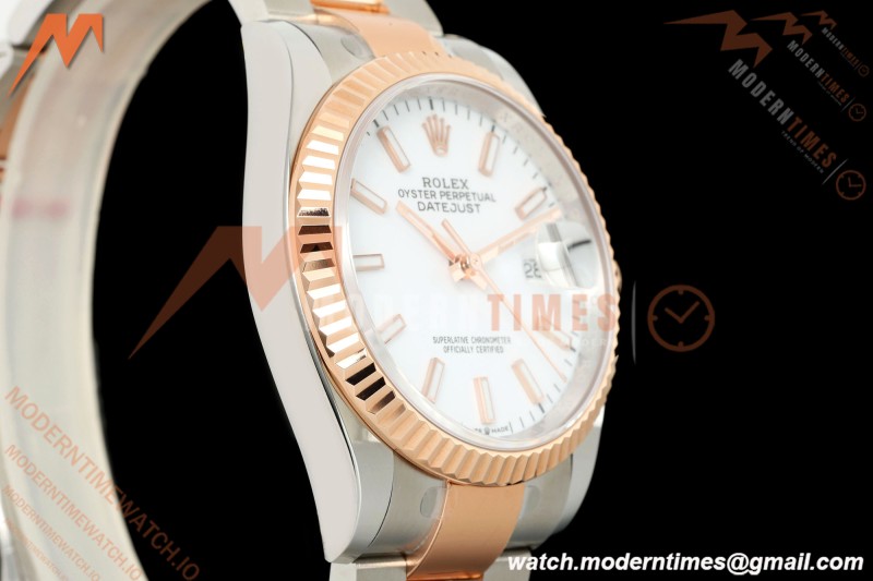 Rolex - Datejust 126231 36mm Oys Flt 904L RG/SS Wht/Stk ARF SH3235