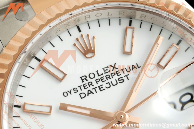 Rolex - Datejust 126231 36mm Oys Flt 904L RG/SS Wht/Stk ARF SH3235