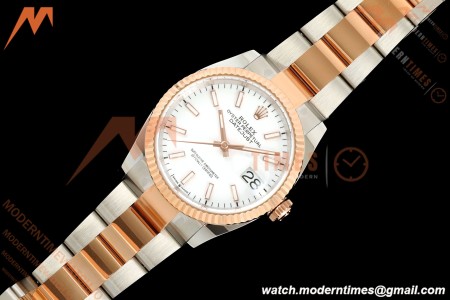 Rolex - Datejust 126231 36mm Oys Flt 904L RG/SS Wht/Stk ARF SH3235