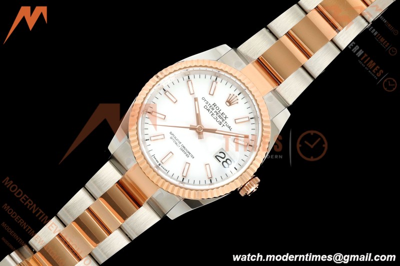 Rolex - Datejust 126231 36mm Oys Flt 904L RG/SS Wht/Stk ARF SH3235