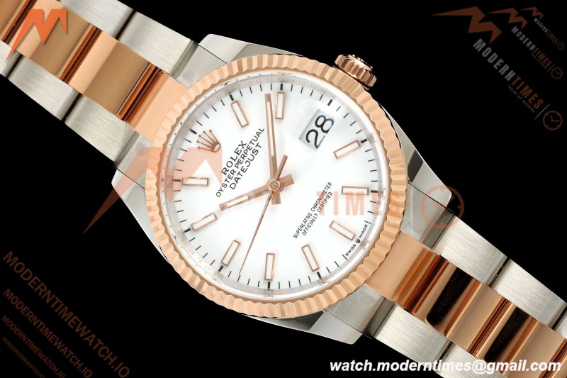 Rolex - Datejust 126231 36mm Oys Flt 904L RG/SS Wht/Stk ARF SH3235