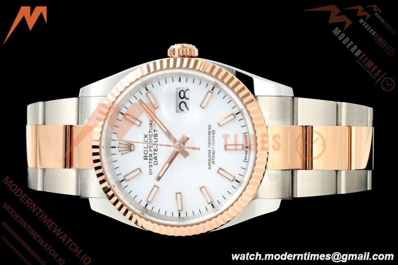 Rolex - Datejust 126231 36mm Oys Flt 904L RG/SS Wht/Stk ARF SH3235