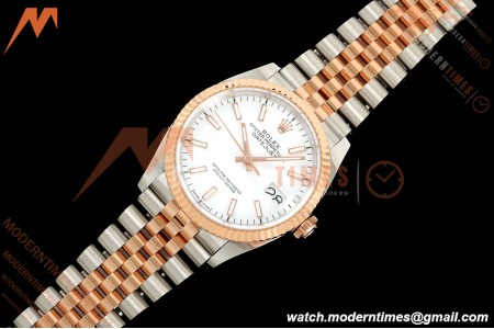 Rolex - Datejust 126231 36mm Jub Flt 904L RG/SS Wht/Stk ARF SH3235