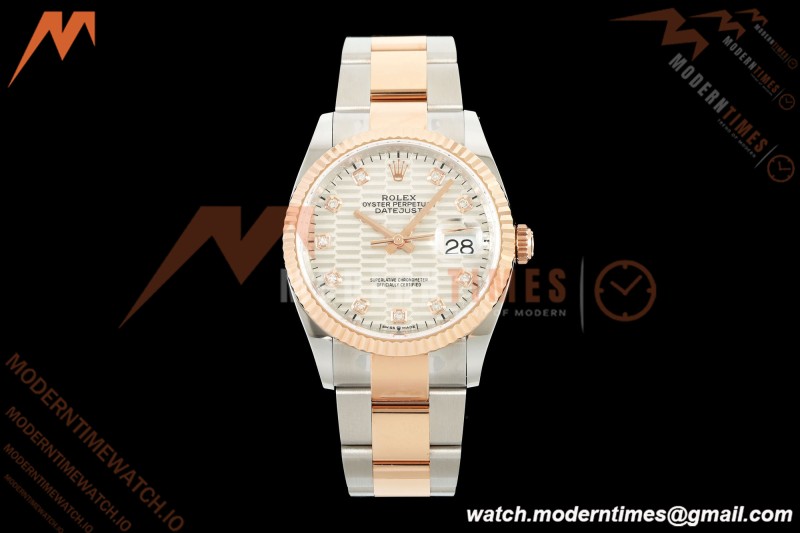 Rolex - Datejust 126231 36mm Oys Flt 904L RG/SS F-Silv/Dia ARF SH3235