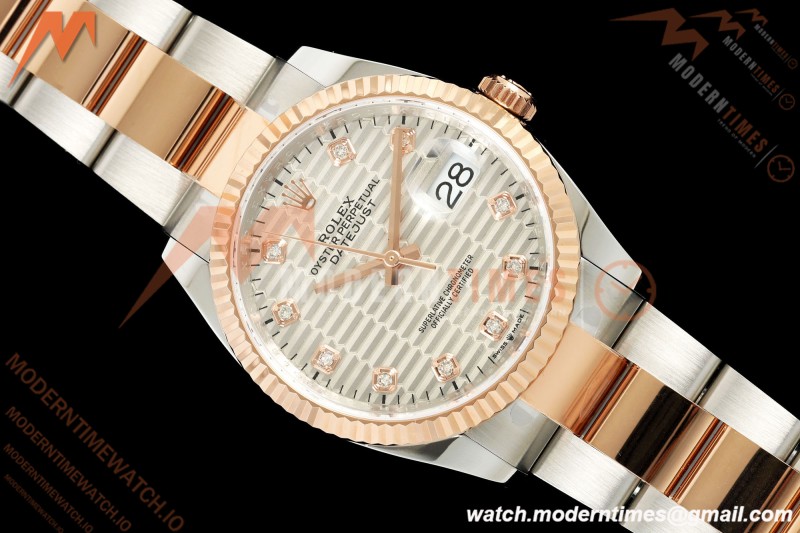Rolex - Datejust 126231 36mm Oys Flt 904L RG/SS F-Silv/Dia ARF SH3235