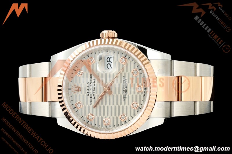 Rolex - Datejust 126231 36mm Oys Flt 904L RG/SS F-Silv/Dia ARF SH3235