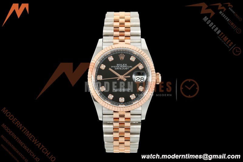 Rolex - Datejust 126231 36mm Jub Flt 904L RG/SS Blk/Dia ARF SH3235