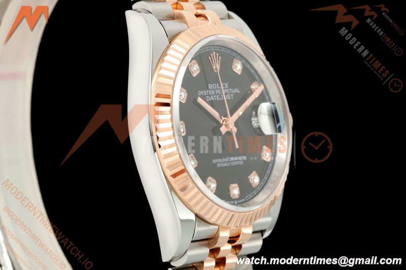 Rolex - Datejust 126231 36mm Jub Flt 904L RG/SS Blk/Dia ARF SH3235