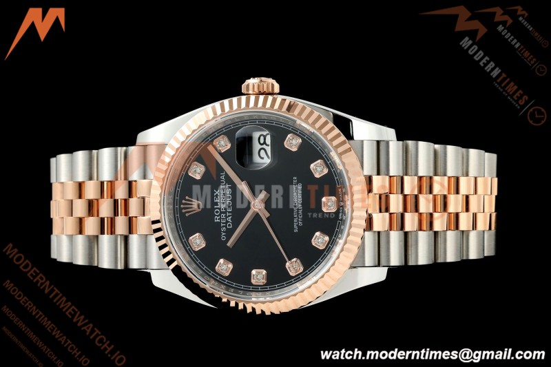 Rolex - Datejust 126231 36mm Jub Flt 904L RG/SS Blk/Dia ARF SH3235