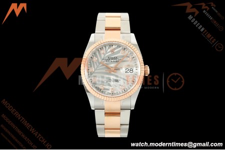 Rolex - Datejust 126231 36mm Oys Flt 904L RG/SS Silver Palm Motif Dial ARF SH3235 | 롤렉스 - 데이트저스트 126231 36mm 오이즈 FLT 904L RG/SS 실버 팜 모티프 다이얼 ARF SH3235