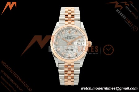 Rolex - Datejust 126231 36mm Jub Flt 904L RG/SS Silver Palm Motif Dial ARF SH3235