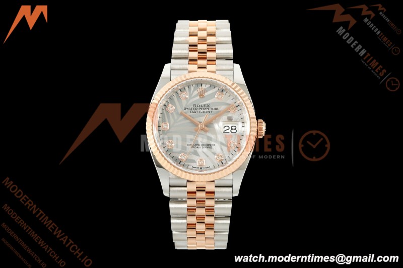 Rolex - Datejust 126231 36mm Jub Flt 904L RG/SS Silver Palm Motif Dial ARF SH3235