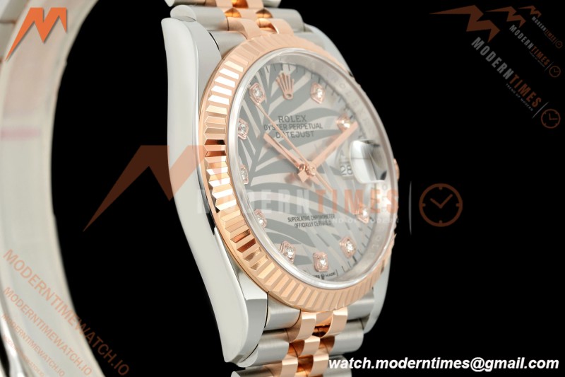 Rolex - Datejust 126231 36mm Jub Flt 904L RG/SS Silver Palm Motif Dial ARF SH3235