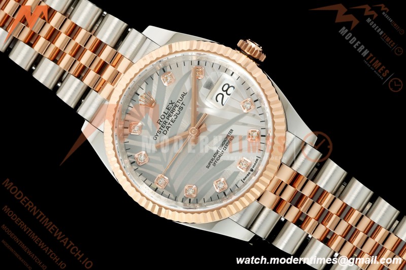Rolex - Datejust 126231 36mm Jub Flt 904L RG/SS Silver Palm Motif Dial ARF SH3235